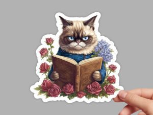 Grumpy Cat Reading Sticker