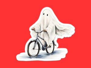Ghost Riding a Bicycle Sticker