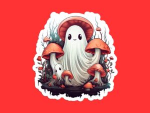 Cute Ghost Mushroom Sticker | Halloween Stickers, Spooky Season, Vinyl Sticker, Car Sticker, Laptop Sticker, Water Bottle Sticker