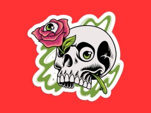 Flower Skull Sticker