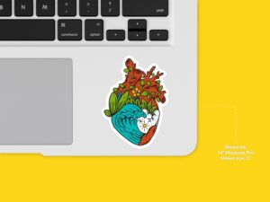 Earth Wave Heart Sticker