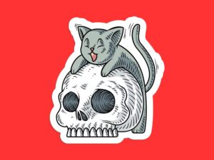 Cute Cat Skull Sticker