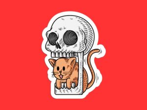 Cat in a Skull Sticker