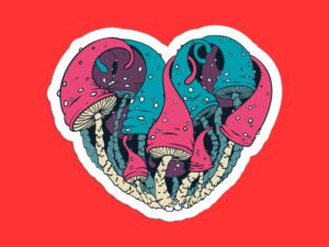 Mushroom Heart Sticker