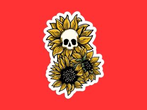 Skull Sunflower Sticker