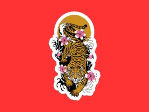 Japanese Style Tiger Sticker