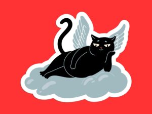 Angel Black Cat Sticker