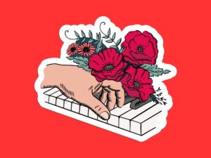Floral Piano Sticker
