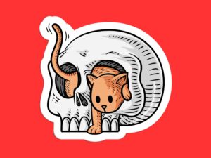 Cat Skull Sticker