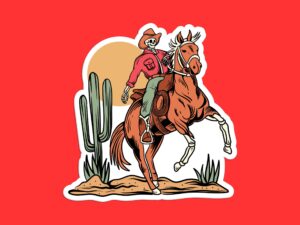 Western Skeleton Cowboy Sticker