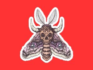 Skull Moth Sticker