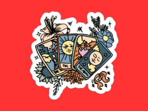 Tarot Cards and Flowers Sticker
