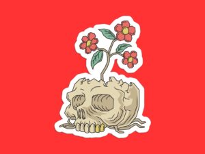 Flower Skull Sticker