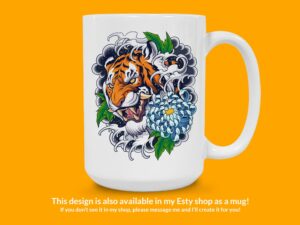 Tiger Finger Waves Tattoo Style Sticker