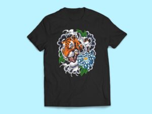 Tiger Finger Waves Tattoo Style Sticker