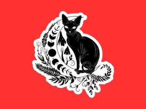 Mystical Black Cat Sphynx Sticker
