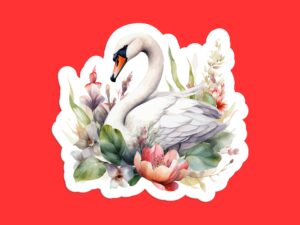 Watercolor Swan Sticker