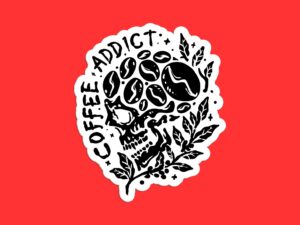 Coffee Addict Skull Sticker