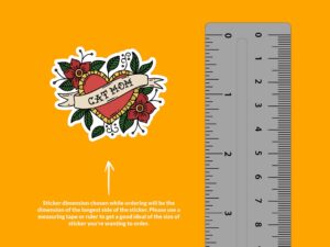 Cat Mom Sticker | Heart Sticker, Flower Sticker, Tattoo Sticker, Floral Sticker, Car Sticker, Waterbottle Sticker, Cute Cat Sticker