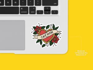 Cat Mom Sticker | Heart Sticker, Flower Sticker, Tattoo Sticker, Floral Sticker, Car Sticker, Waterbottle Sticker, Cute Cat Sticker