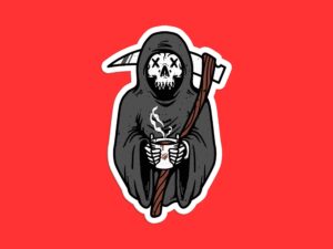 Coffee Grim Reaper Sticker
