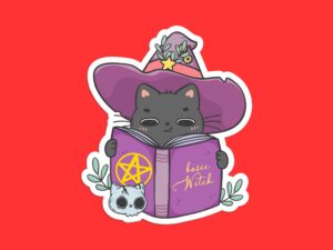 Basic Witch Cat Sticker