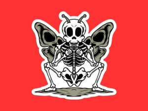 Skeleton Moth Sticker