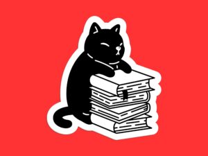 Cute Reading Cat Sticker