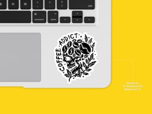 Coffee Addict Skull Sticker