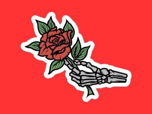Skeleton Rose Sticker