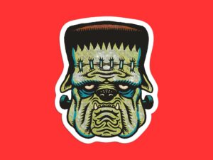Frankenstein Bulldog Sticker