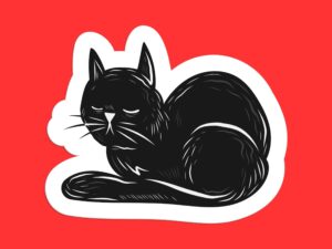 Sleeping Black Cat Sticker
