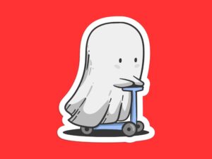 Scooter Cute Ghost Sticker
