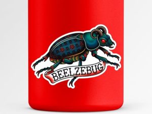 Devil Beetle Vinyl Sticker, Demon Bug Decal