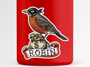 Robin Vinyl Sticker, Burglar Bird Tattoo Decal
