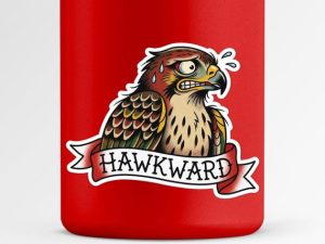 Hawk Vinyl Sticker, Awkward Bird Tattoo Decal