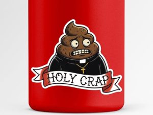 Poop Priest Vinyl Sticker, Holy Crap Religious Decal