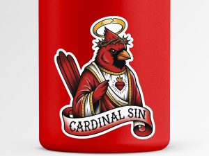 Red Cardinal Vinyl Sticker, Gothic Bird Decal