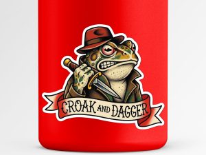 Frog Vinyl Sticker, Funny Detective Frog Decal