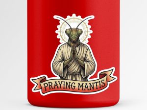 Praying Mantis Vinyl Sticker, Funny Religious Insect Decal