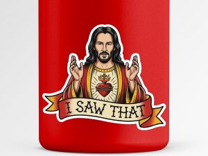 Keanu Reeves Jesus Vinyl Sticker, Sacred Heart Tattoo Decal