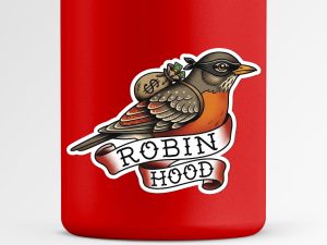 Robin Hood Vinyl Sticker, Robin Bird Burglar Decal