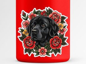 Newfoundland Sticker - American Traditional Tattoo Style Dog Decal