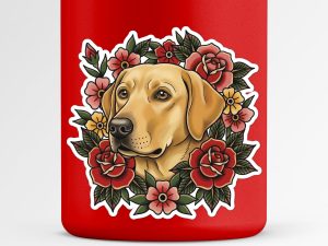 Labrador Retriever Sticker - American Traditional Tattoo Style Dog Decal