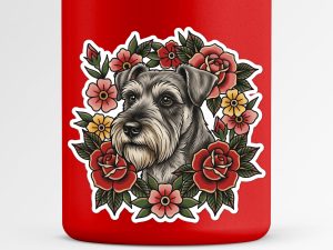 Miniature Schnauzer Sticker - American Traditional Tattoo Style Dog Decal