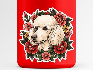 Poodle Sticker - American Traditional Tattoo Style Dog Decal