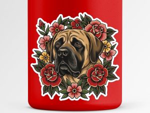 Mastiff Sticker - American Traditional Tattoo Style Dog Decal