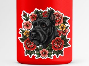Giant Schnauzer Sticker - American Traditional Tattoo Style Dog Decal