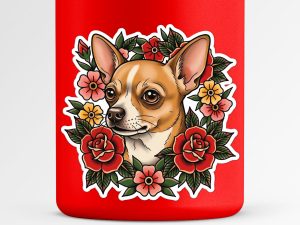 Chihuahua Sticker - American Traditional Tattoo Style Dog Decal