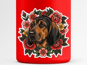 Bloodhound Sticker - American Traditional Tattoo Style Dog Decal